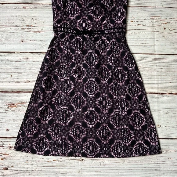 Helen Wang NYC Pink with Black Lace Strapless Fit and Flare Dress Sz 4 - Picture 7 of 16